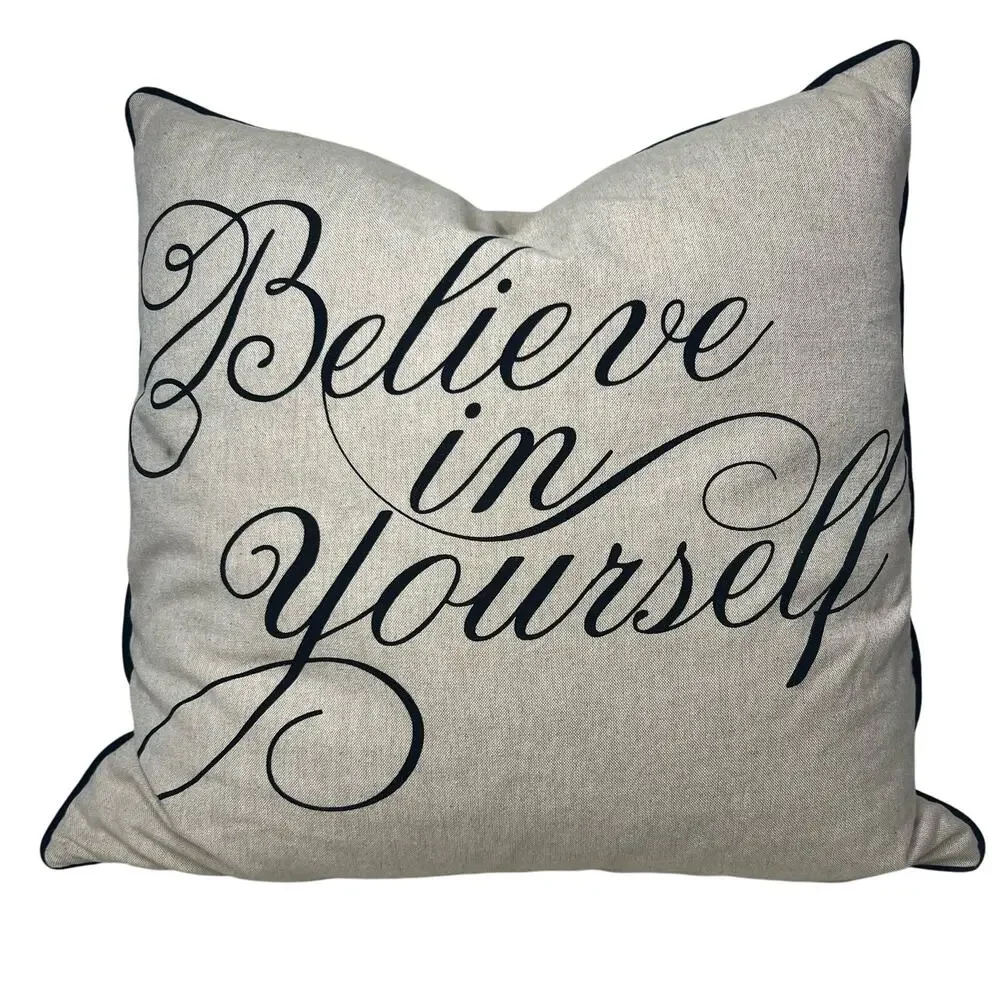 Newport Layton Believe in Yourself Pillow Cotton Linen Look Feather Insert 20x20